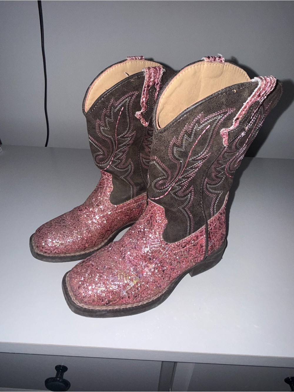 Roper Pink Glitter Western Kids Cowboy Boots